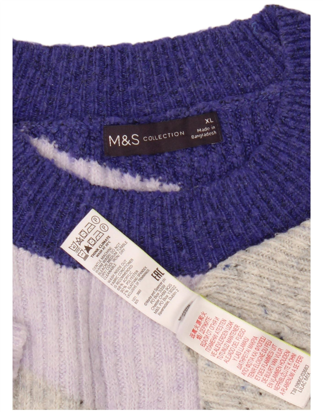 Suéter feminino Marks & Spencer com gola redonda UK 18 XL multicolorido