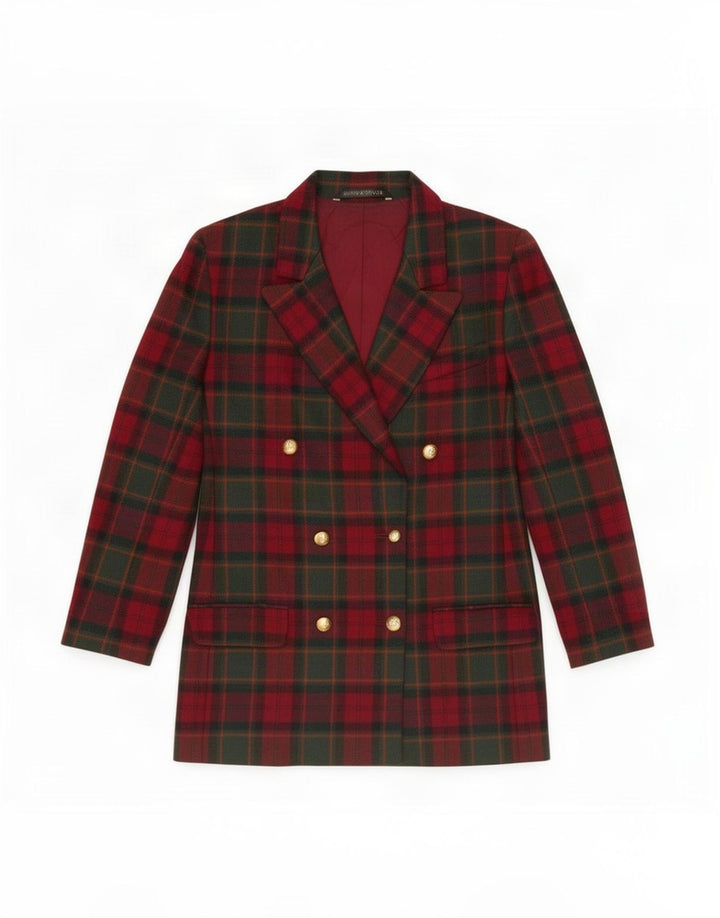Jaqueta Marks & Spencer feminina St. Michael Blazer Reino Unido 12 xadrez vermelho médio