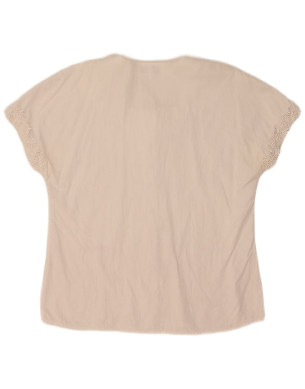 Blusa feminina de manga curta Enara Camicece Reino Unido 16 grande branca