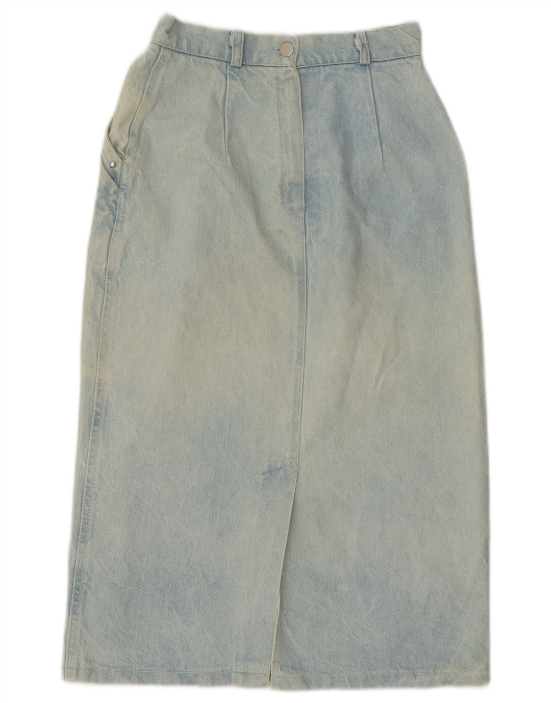 Saia jeans feminina vintage média W28 algodão azul