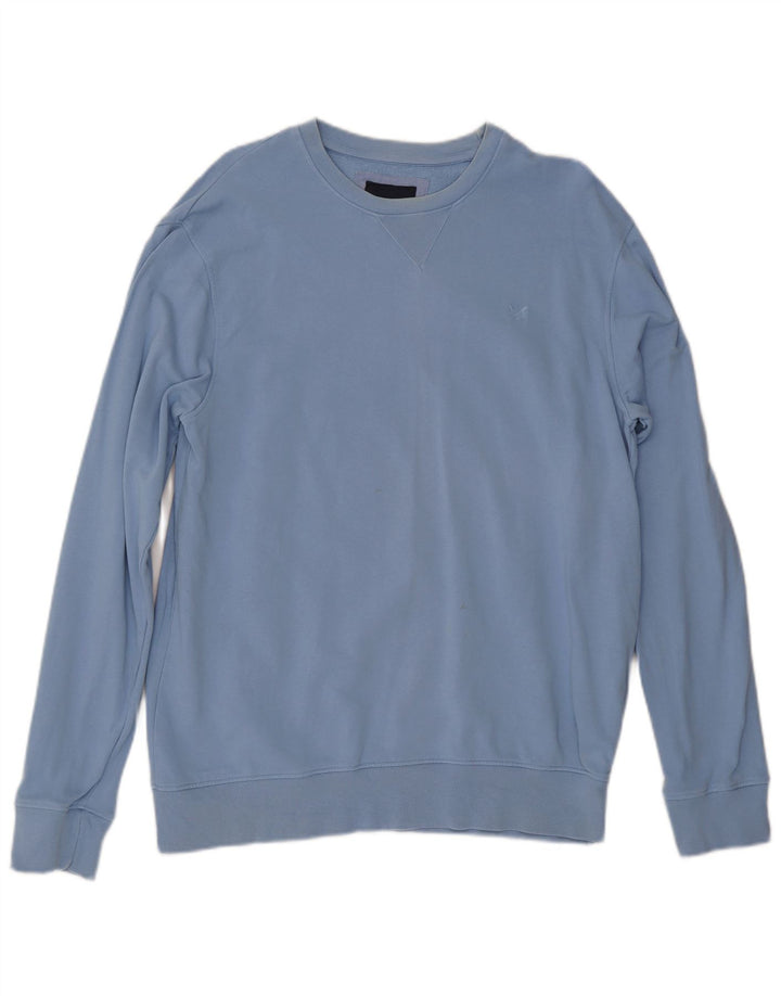 Crew Clothing Mens Moletom Jumper Grande Algodão Azul
