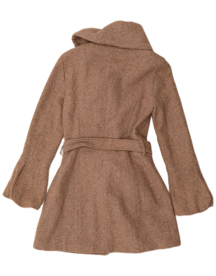 Casaco feminino Zara com peito duplo Reino Unido 12 bege médio manchado