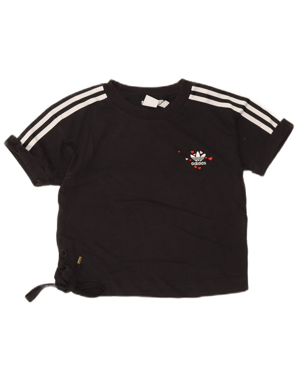 Camiseta Adidas Feminina Crop Top UK 10 Pequena Algodão Preto