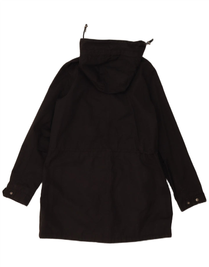 Jaqueta Parka feminina com capuz Fat Face UK 12 algodão preto médio