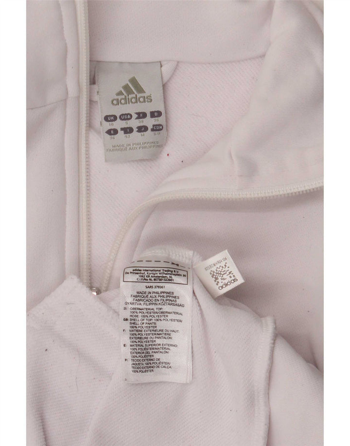 Adidas Womens Tracksuit Top Jacket UK 10 Pequeno Poliéster Branco