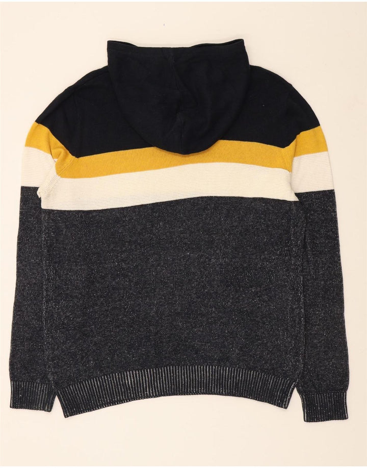 JACK & JONES Mens Hooded Jumper Sweater Large Black Colourblock Cotton Vintage Jack & Jones and Second-Hand Jack & Jones from Messina Hembry 