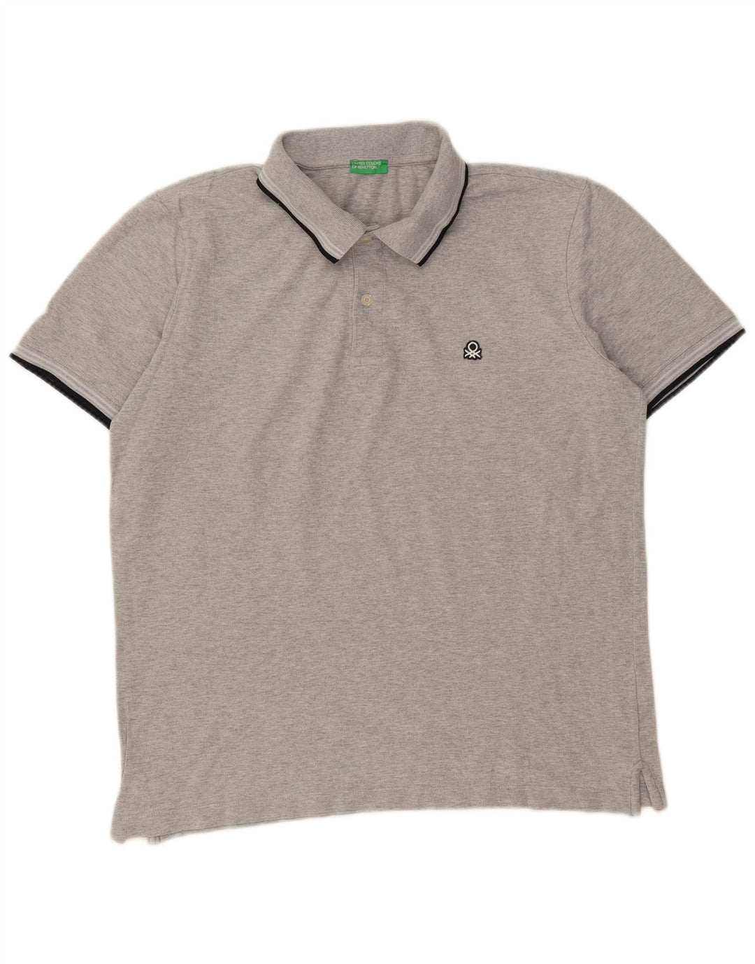 Camisa polo masculina BENETTON grande algodão cinza