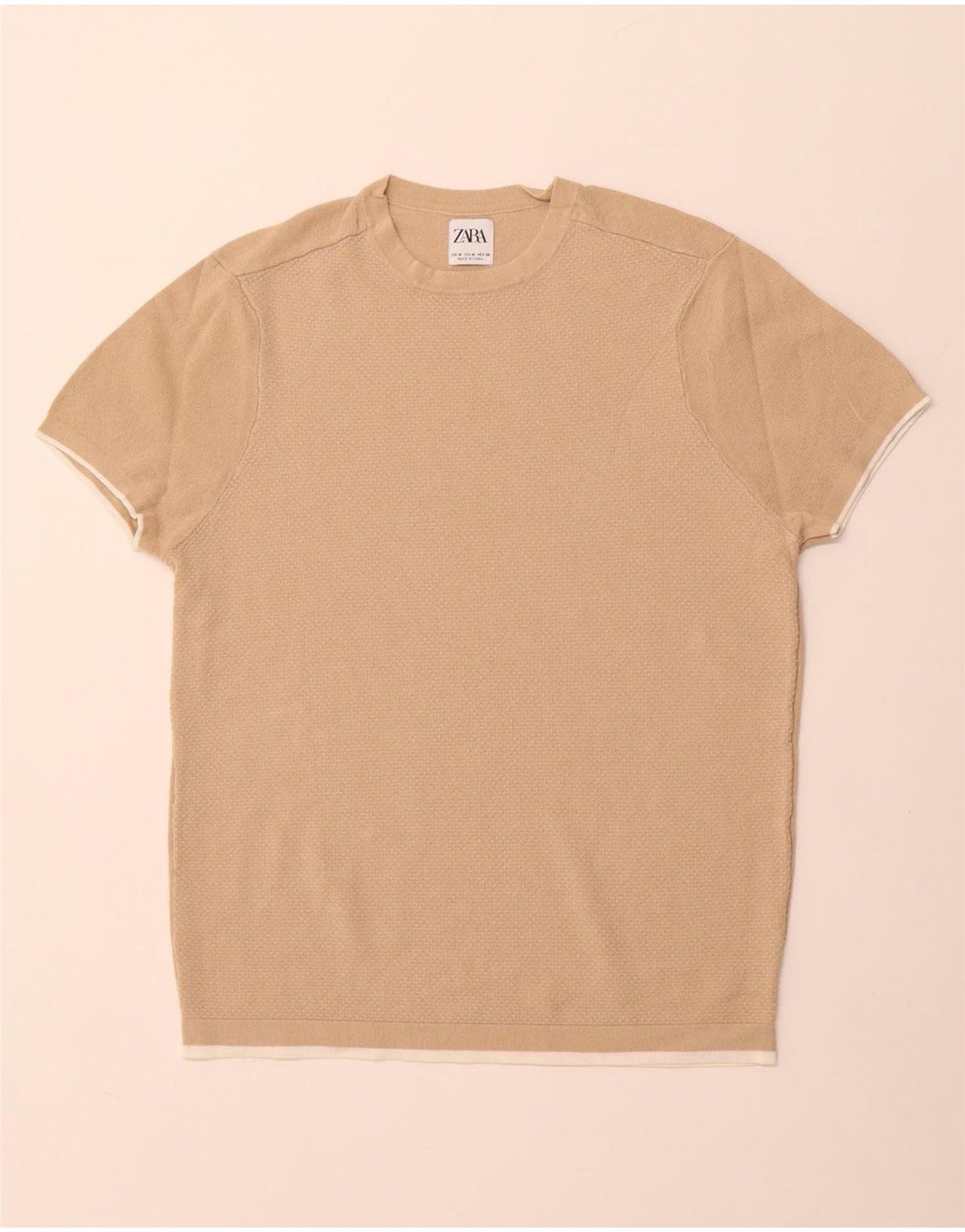 Zara Camiseta masculina Top Médio Bege