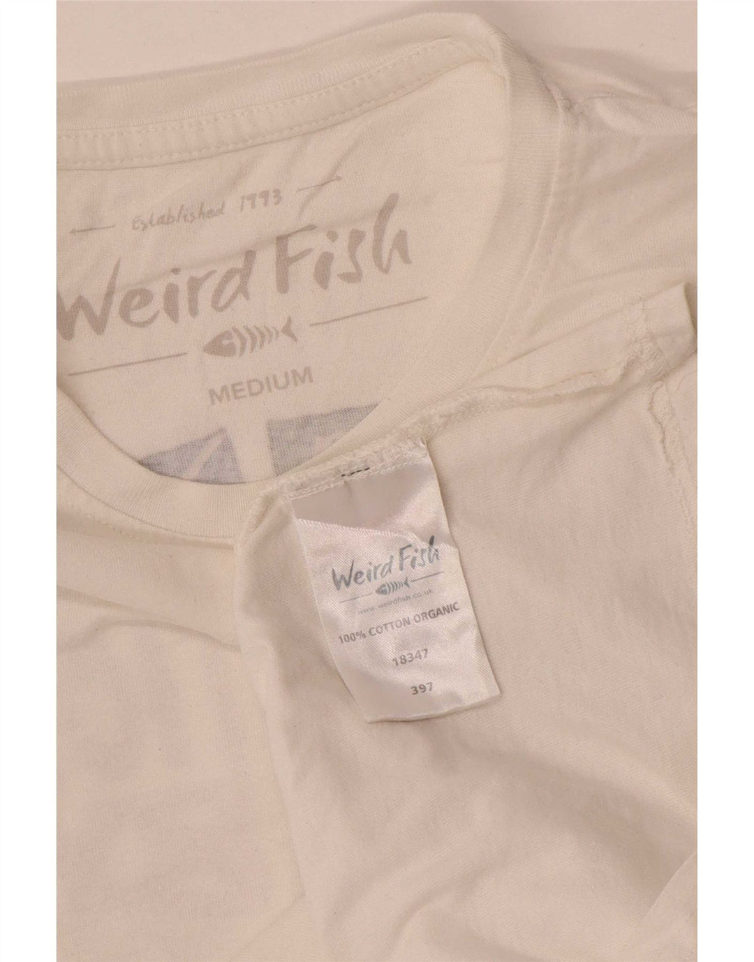 Camiseta gráfica masculina Weird Fish Top médio algodão branco