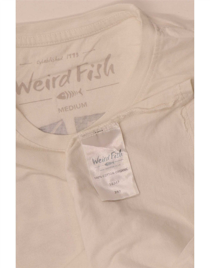 Camiseta gráfica masculina Weird Fish Top médio algodão branco
