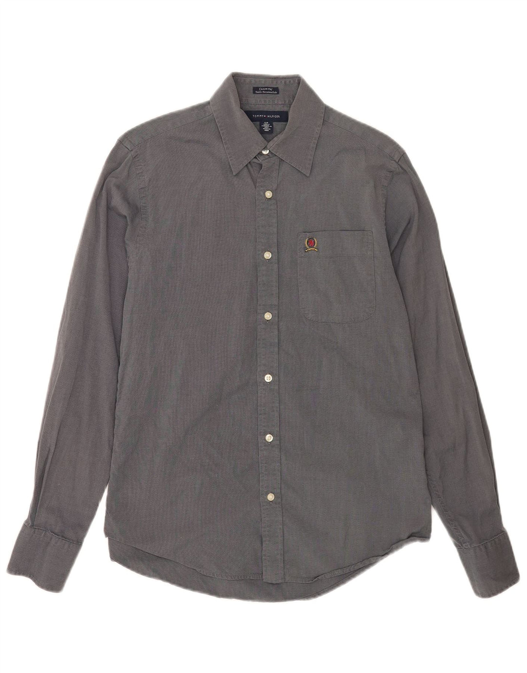 Camisa masculina Tommy Hilfiger Custom Fit pequena algodão azul marinho