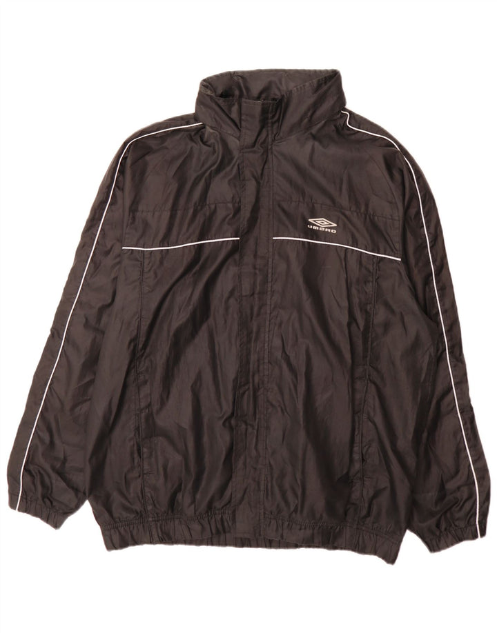 Umbro Mens Regular Fit Tracksuit Top Jacket Grande Esportes Pretos De Poliéster