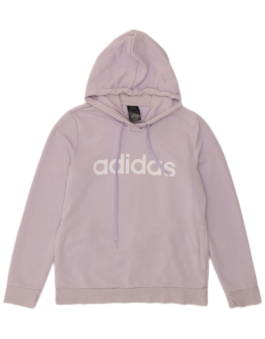 ADIDAS Womens Graphic Hoodie Jumper UK 12/14 Médio Roxo Algodão