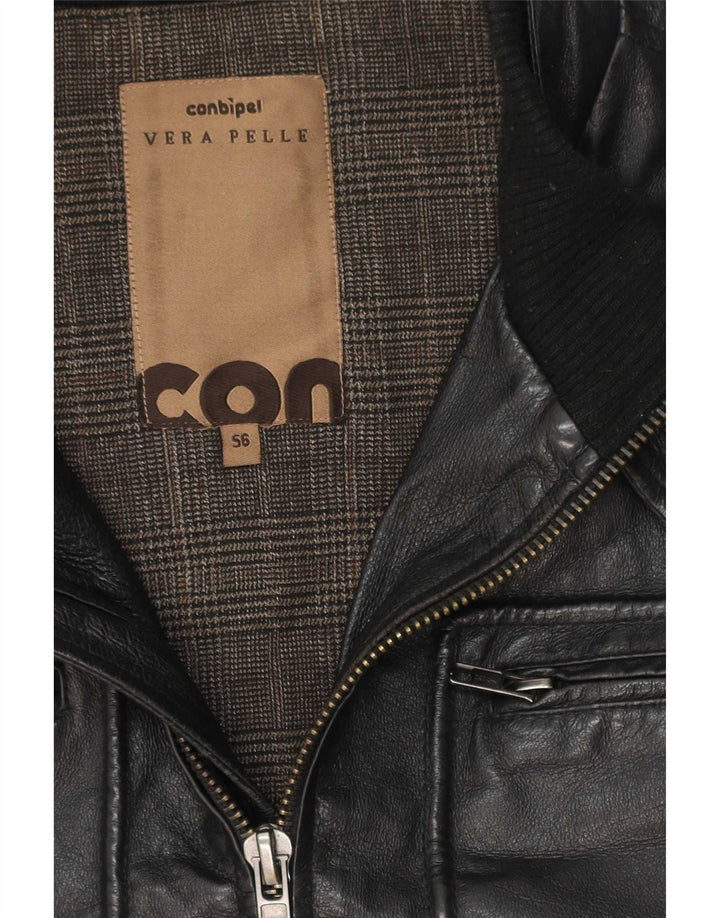 Jaqueta utilitária masculina de couro Conbipel UK 38 média preta