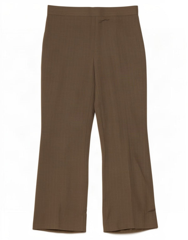 Calça casual feminina Marks & Spencer Reino Unido 14 médio W30 L30 risca de giz cáqui