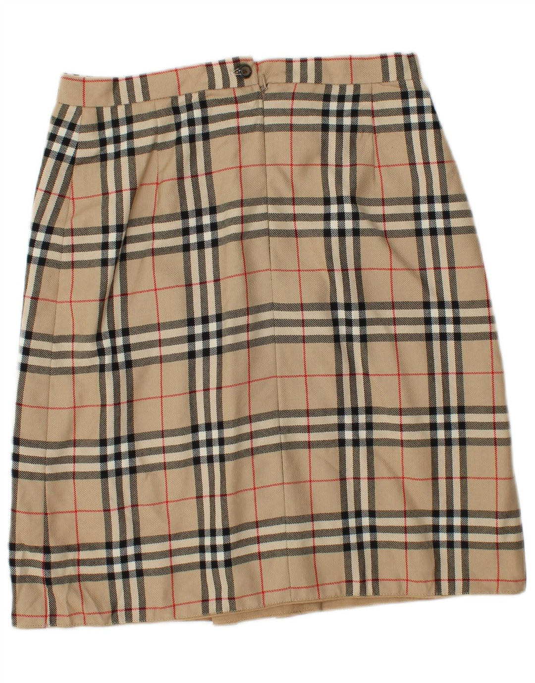 Saia lápis feminina vintage W30 xadrez bege médio