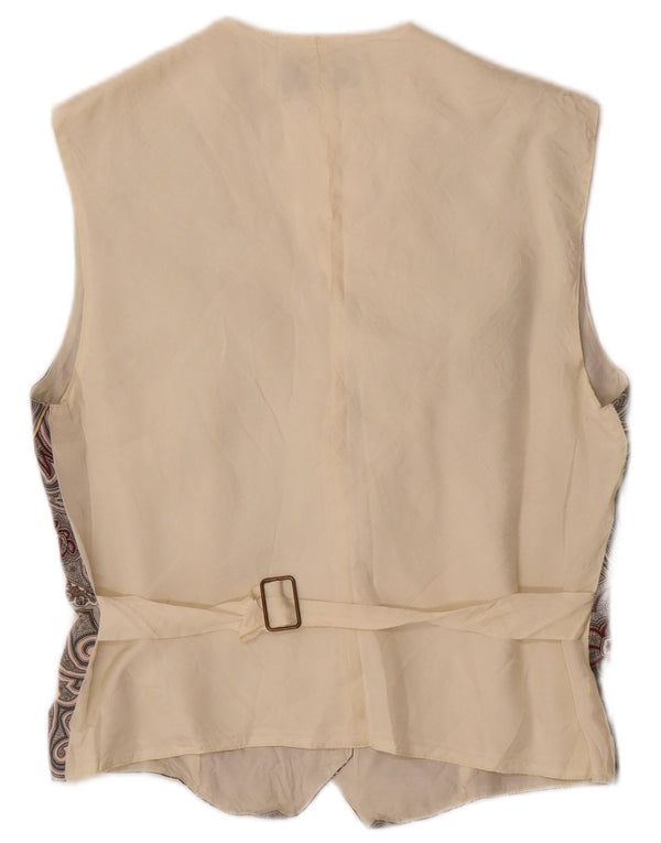 Vintage Womens Waistcoat IT 44 Medium Grey Paisley Cotton