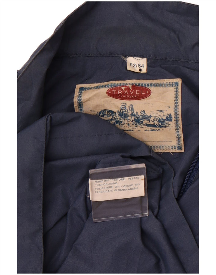 Jaqueta utilitária masculina VINTAGE IT 52/54 XL poliéster azul marinho