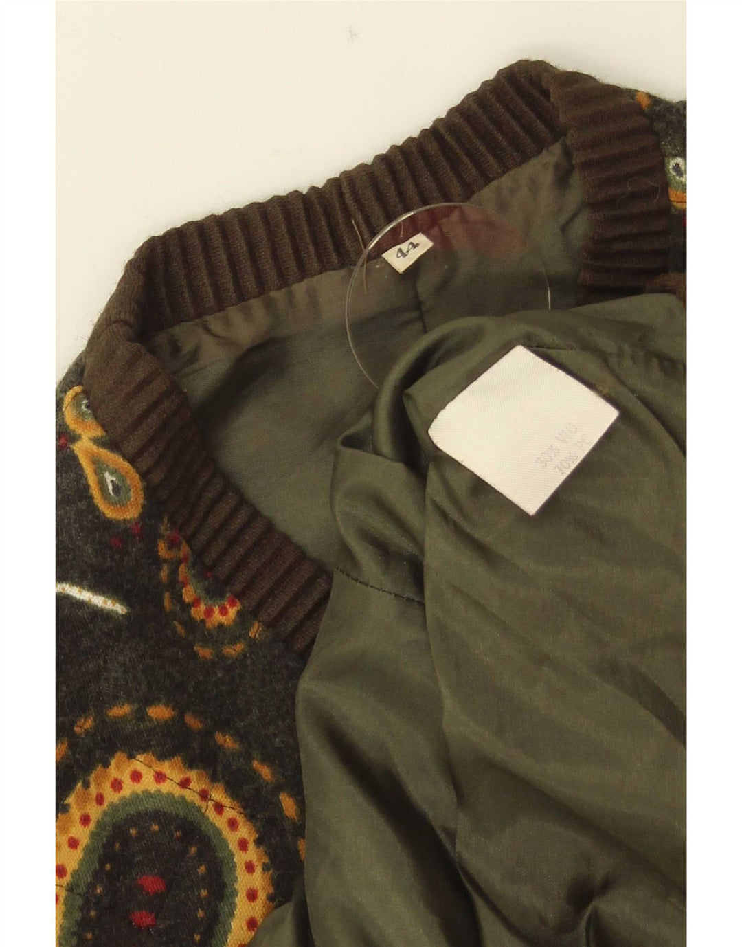 Colete feminino vintage IT 44 lã paisley verde médio
