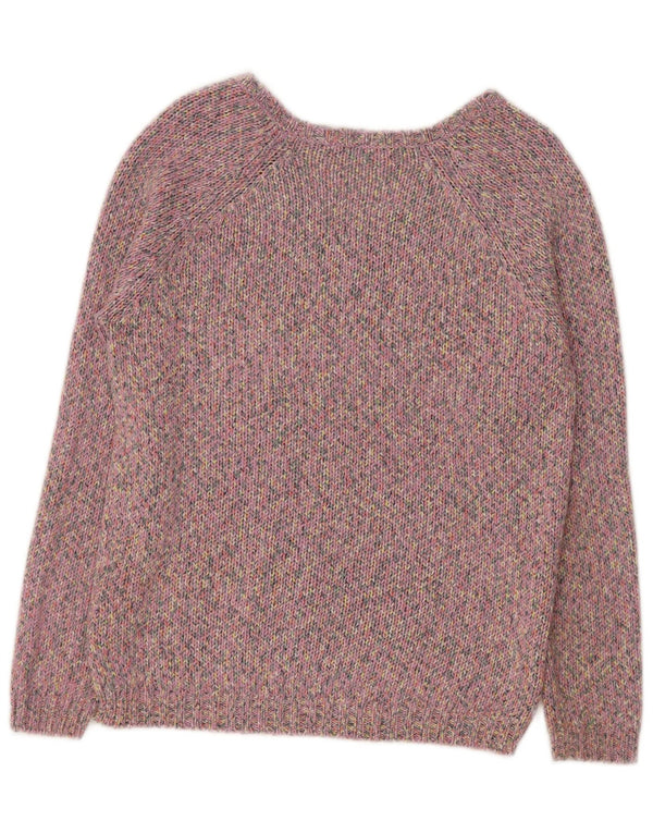 Suéter feminino Marks & Spencer com decote em V Reino Unido 8 pequeno roxo manchado