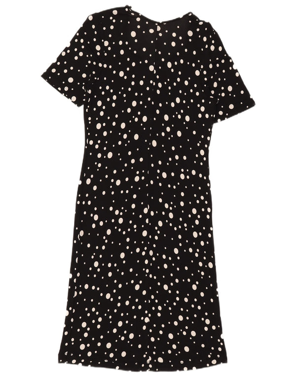 Vestido maxi feminino vintage transparente Reino Unido 16 bolinhas pretas grandes