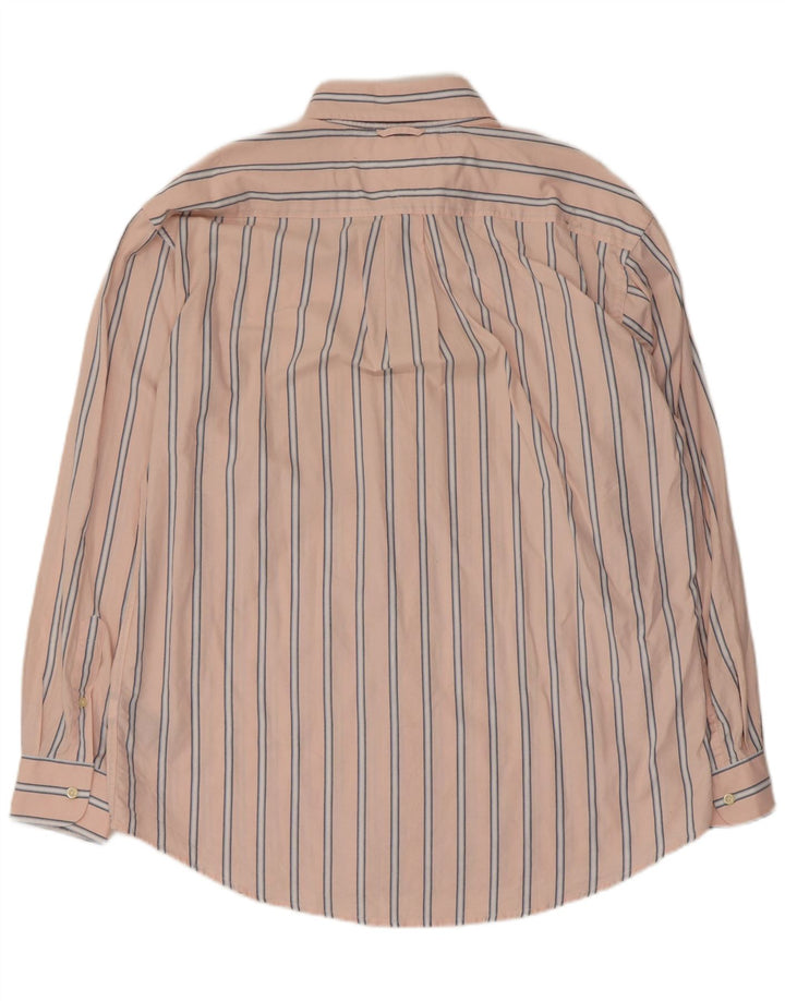 Camisa masculina Tommy Hilfiger grande listrada rosa de algodão