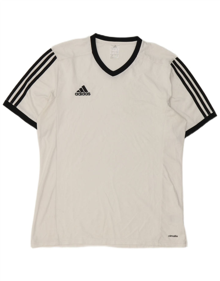 Adidas Mens Climalite Camiseta Top Grande Poliéster Branco