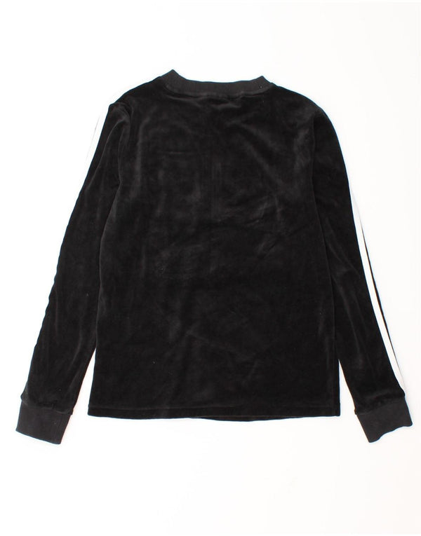Adidas Mulher Velour Graphic Top Manga Longa UK 6 XS Algodão Preto