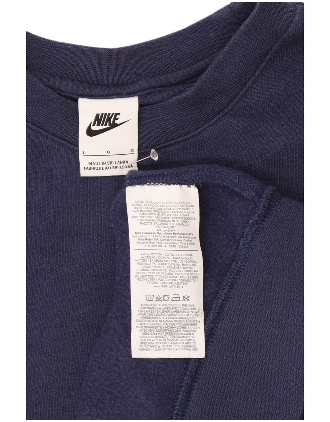 Moletom masculino Nike Jumper grande algodão azul marinho