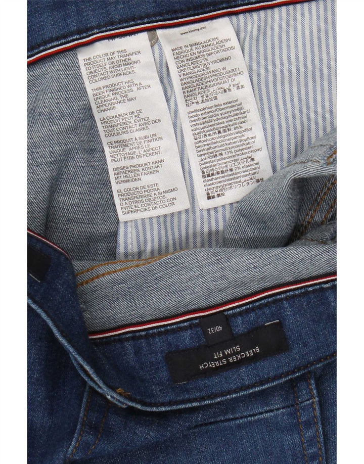 Tommy Hilfiger Masculino Bleecker Slim Jeans W40 L32 Azul Algodão