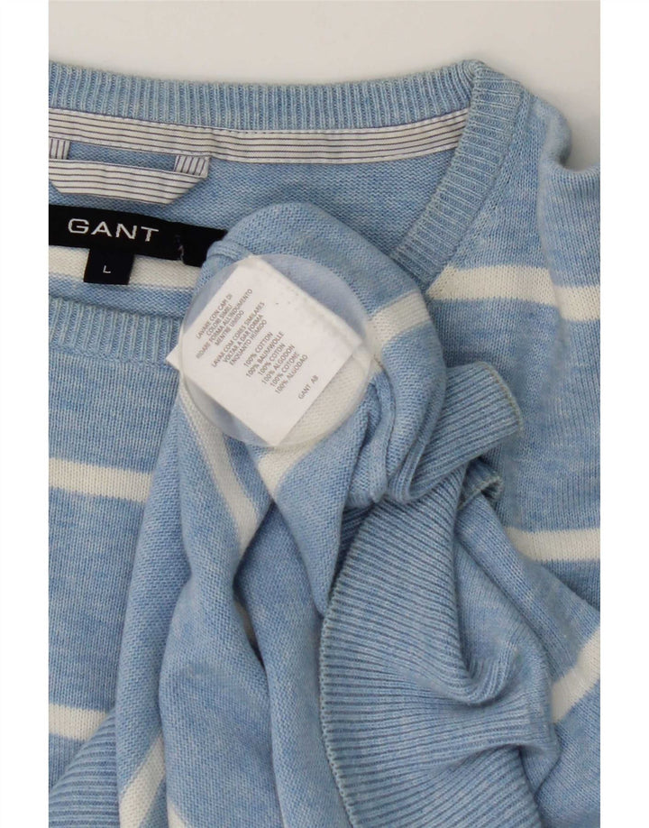 Gant Suéter masculino com gola redonda, grande algodão listrado azul