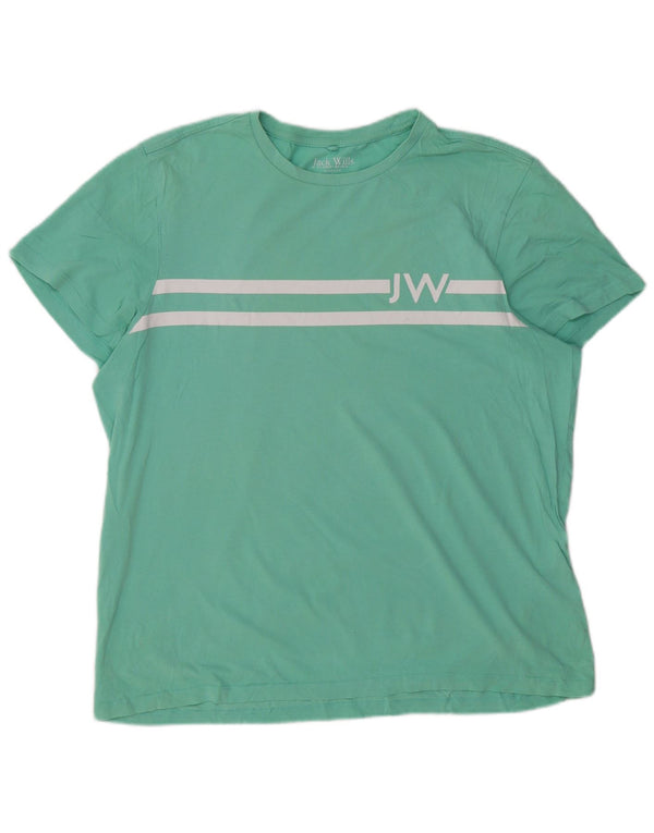 JACK WILLS Camiseta masculina clássica de ajuste gráfico top grande de algodão verde