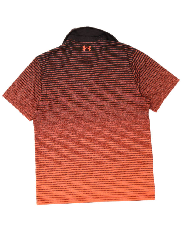 Camisa polo masculina Under Armour Heat Gear poliéster listrado laranja médio