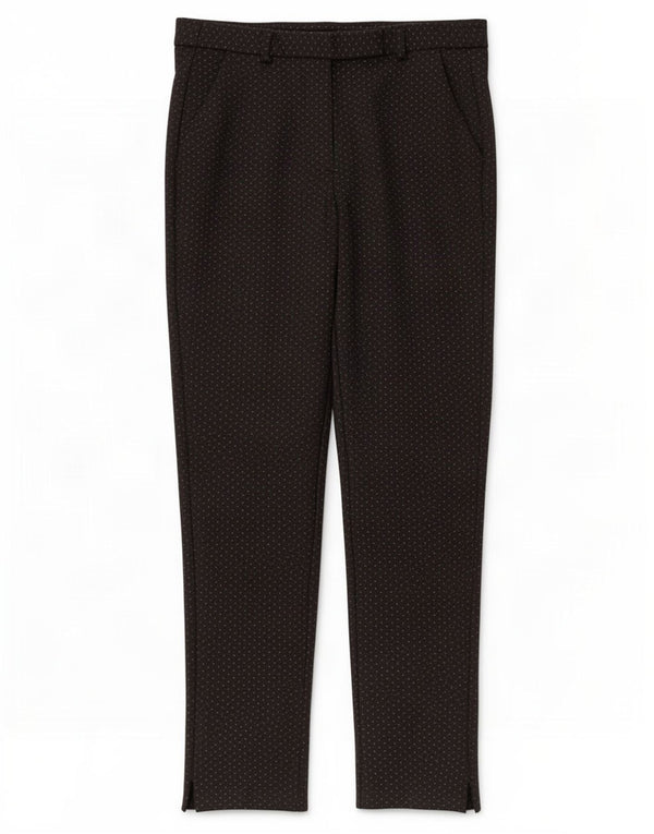 Marks & Spencer Womens Cropped Trousers UK 12 Medium W30 L27 Black Spotted