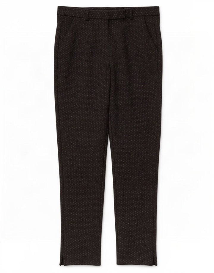 Calças cortadas femininas Marks & Spencer Reino Unido 12 médio W30 L27 preto manchado