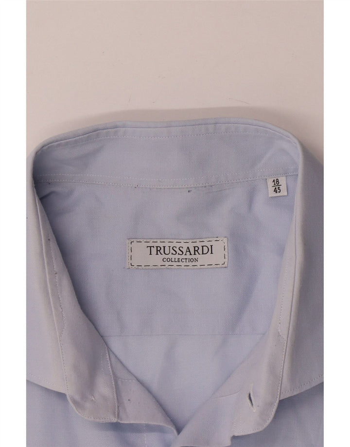 Camisa masculina Trussardi tamanho 45 18 2XL azul