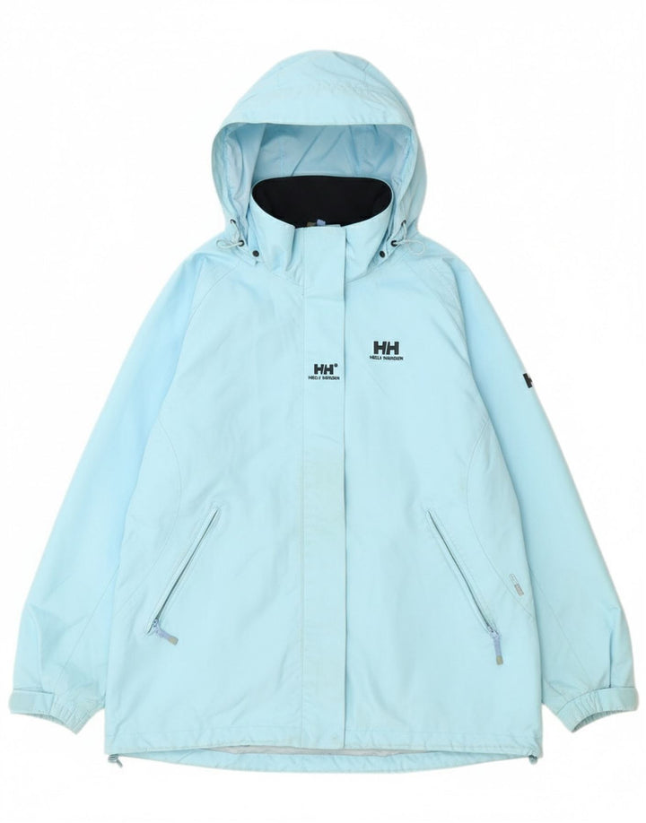 Jaqueta de chuva com capuz feminino Helly Hansen UK 18 XL azul poliéster
