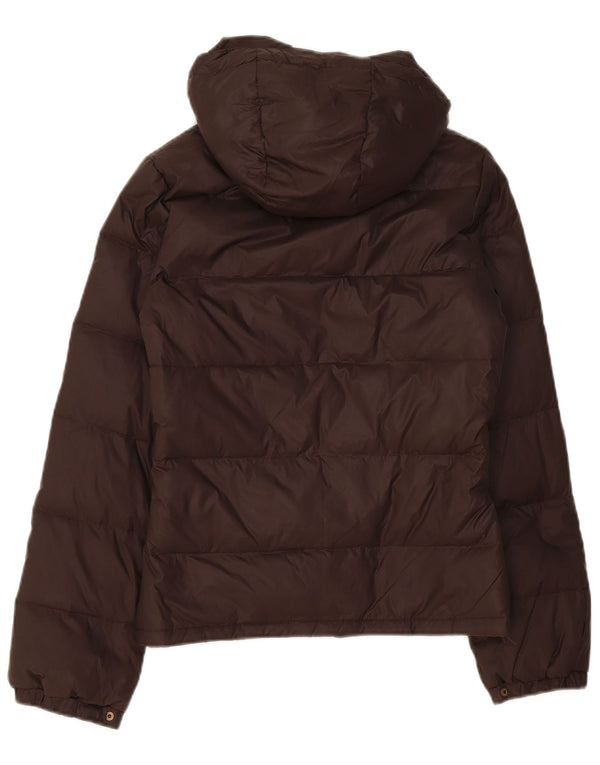 Jaqueta acolchoada com capuz feminino Benetton IT 40 pequena poliamida marrom