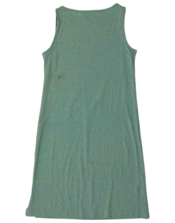 Camiseta feminina Sergio Tacchini vestido IT 46 grande turquesa manchada