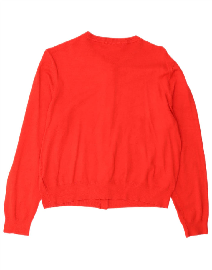 Suéter cardigã feminino Marks & Spencer UK 16 grande viscose vermelha