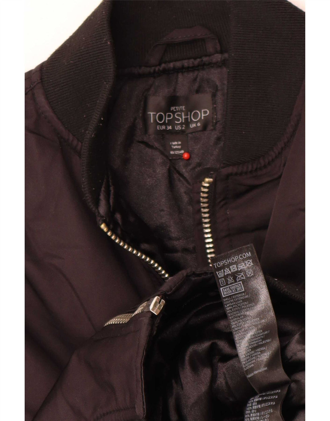 Jaqueta bomber superdimensionada feminina Topshop UK 6 XS poliéster preto