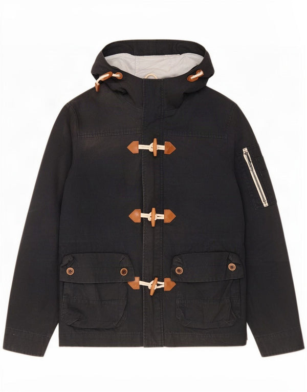 Zara Jaqueta masculina com capuz Duffle UK 40 grande algodão preto