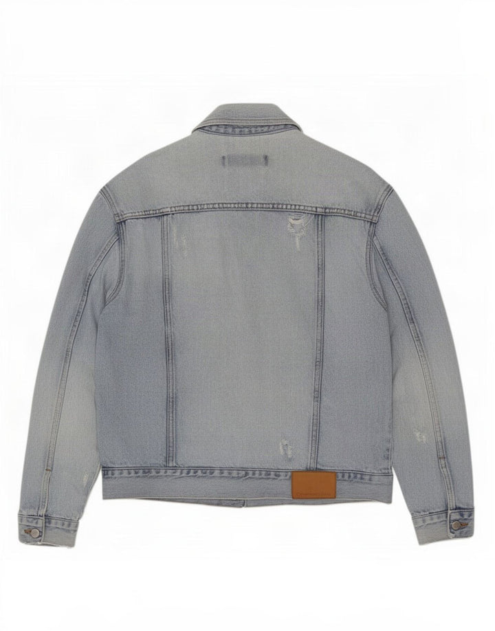 Jaqueta jeans masculina Calvin Klein Jeans desgastada Reino Unido 38 algodão azul médio