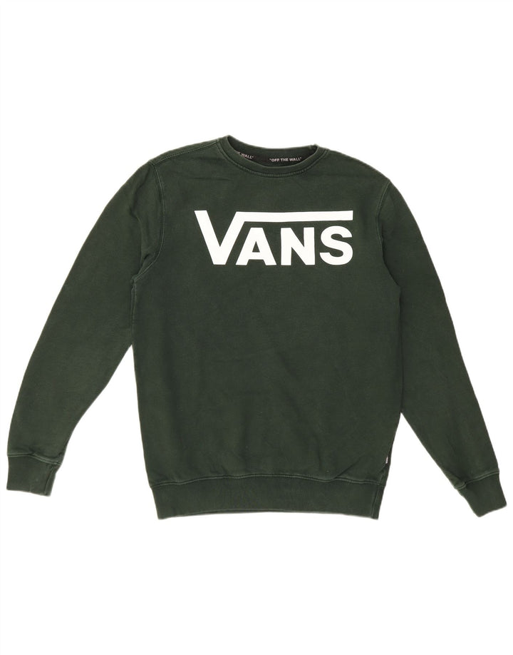 Vans Mens Graphic Moletom Jumper Pequeno Algodão Verde