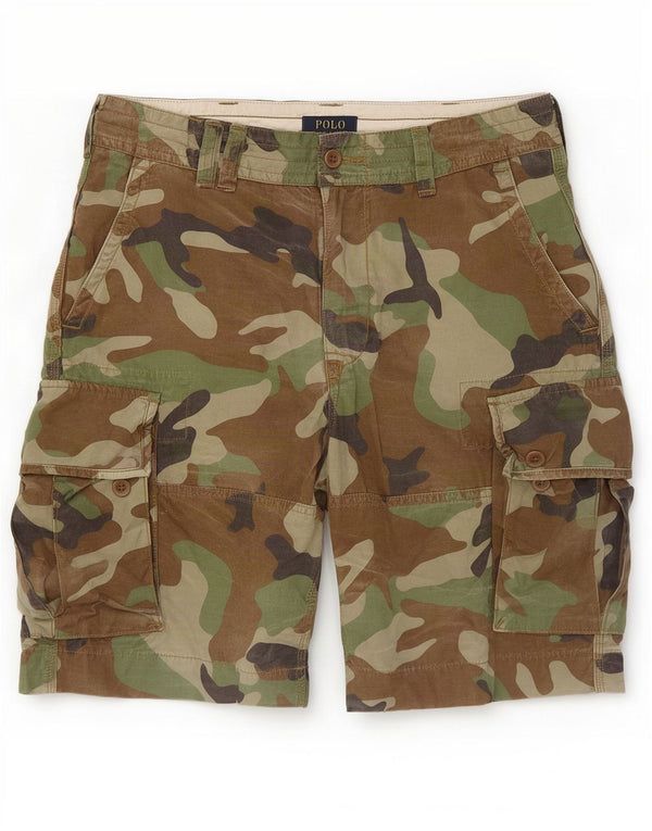 Polo Ralph Lauren Mens Cargo Shorts W34 Large Khaki Camouflage Cotton