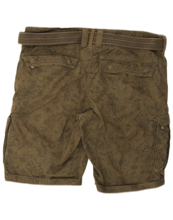 Shorts cargo feminino Decathlon IT 52 XL W36 cáqui algodão geométrico