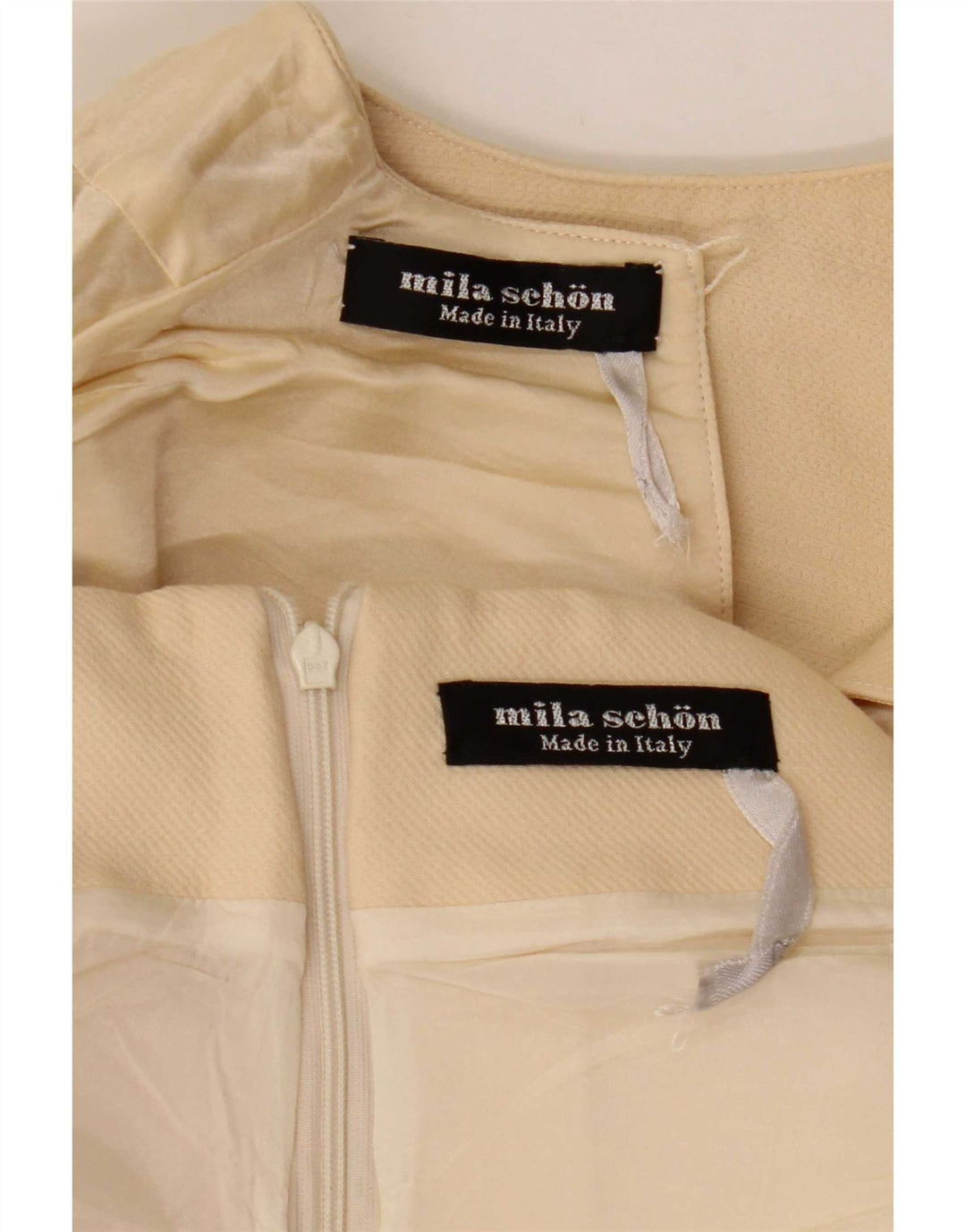 Conjunto de saia feminina Mila Schon de 2 peças IT 42 médio W26 lã bege
