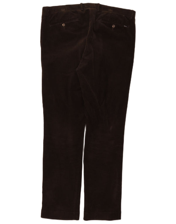 Polo Ralph Lauren Mens Slim Fit Calças de veludo W36 L32 Algodão Marrom