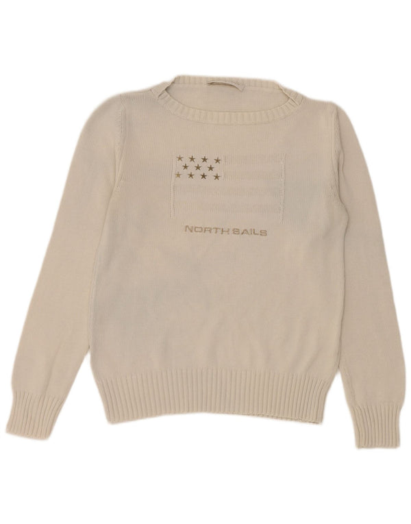 Suéter feminino North Sails com gola canoa e gola redonda Reino Unido 14 grande branco