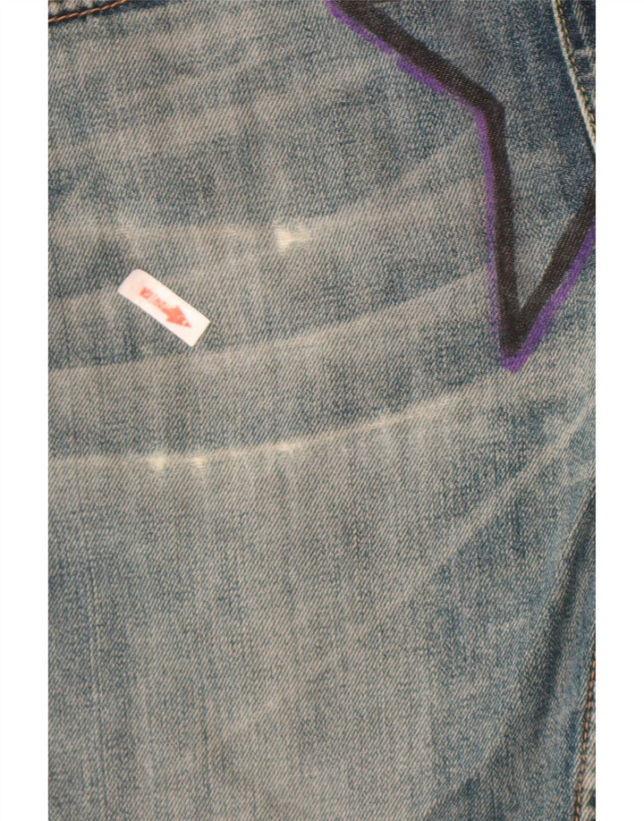 Shorts jeans feminino gráfico Levi's W30 algodão azul médio